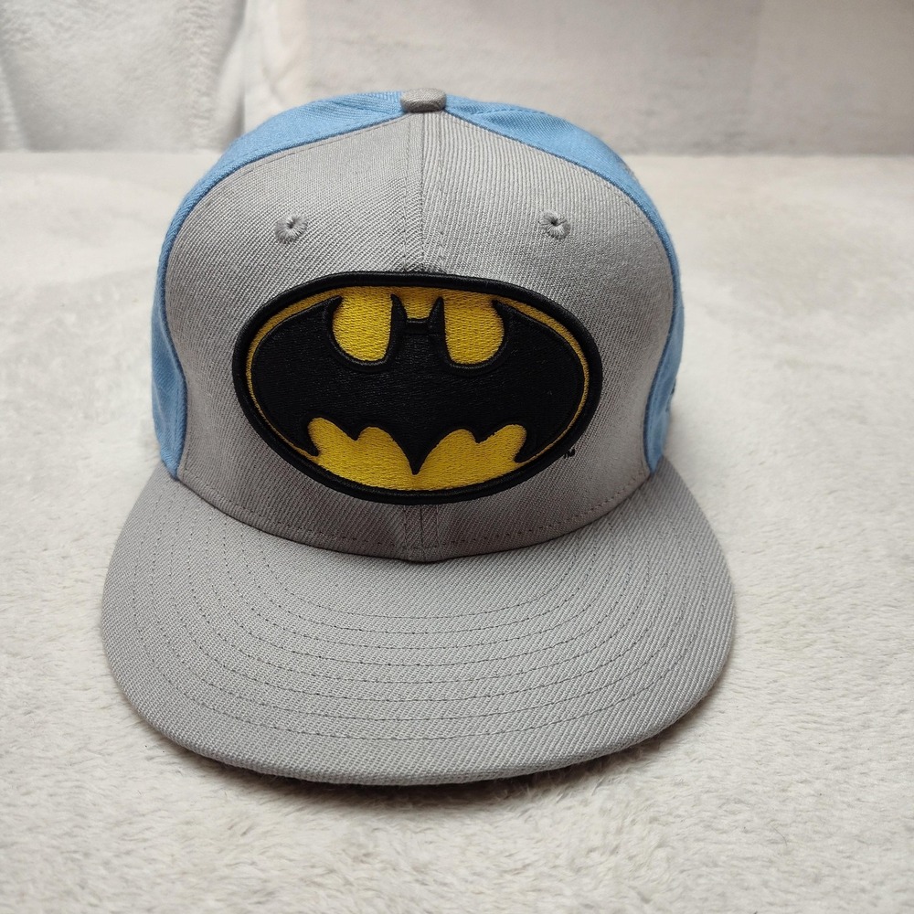 Batman DC Comics New Era Hat Cap Fitted Mens 7 3/8 Gray Blue Twill 59FIFTY